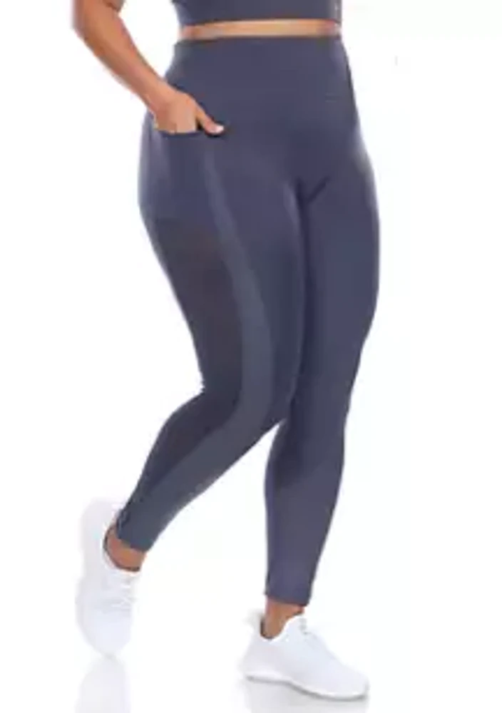 White Mark Plus High-Waist Mesh Fitness Leggings