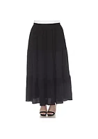 White Mark Plus Pleated Tiered Maxi Skirt