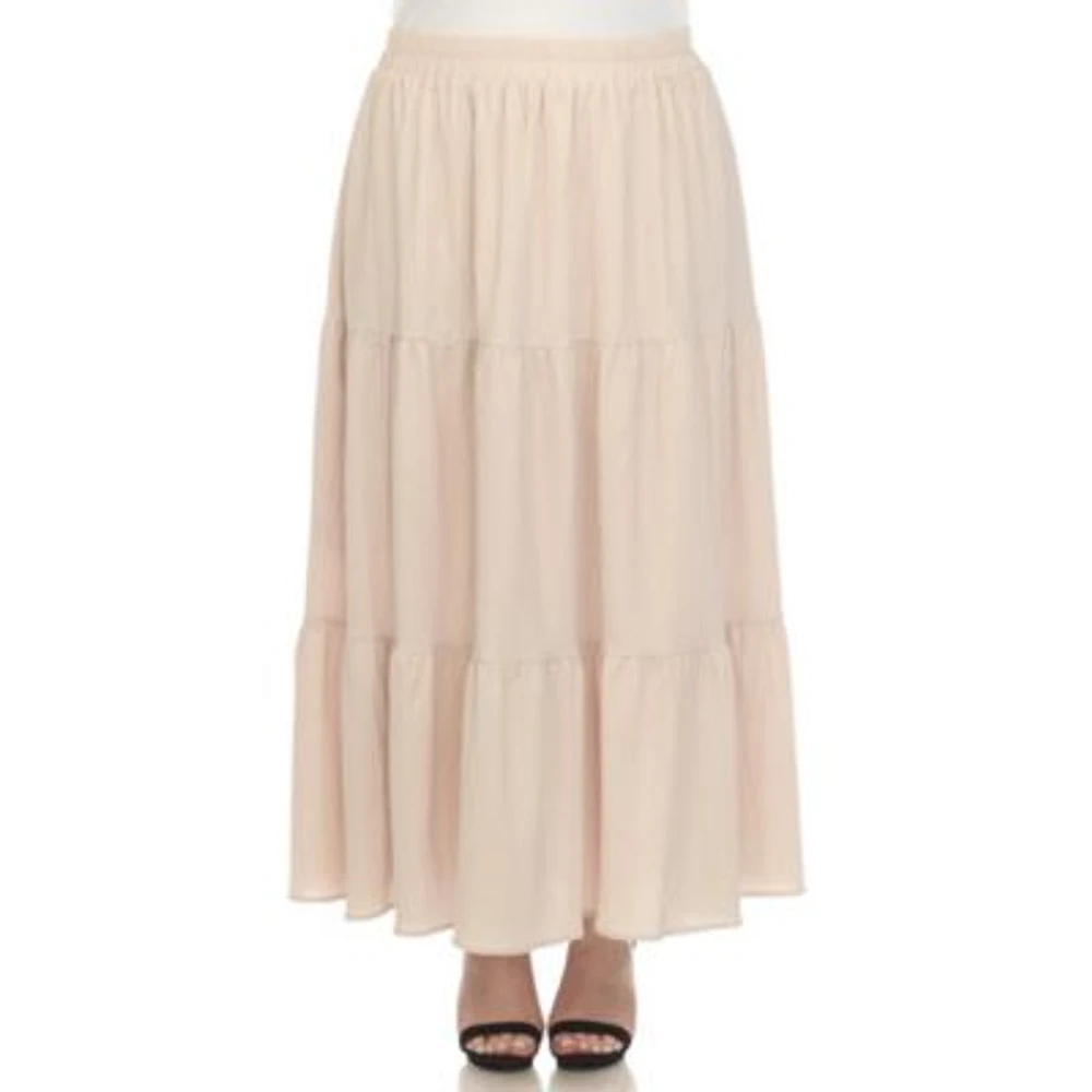 Plus Pleated Tiered Maxi Skirt