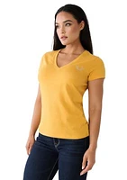 Women's Crystal Stamp Slim V-Neck T-Shirt