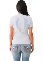 Women's Short Sleeve Painted Crystal Logo T-Shirt