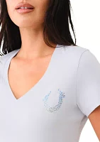 Women's Short Sleeve Painted Crystal Logo T-Shirt