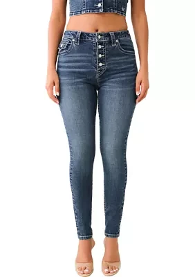 Women's Jennie Curvy Skinny Jean with Crystal Button Jeans