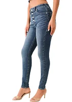 Women's Jennie Curvy Skinny Jean with Crystal Button Jeans