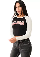 Women's Contrast Sleeve Long Raglan T-Shirt