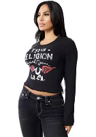 Women's Distressed Wings Logo Long Sleeve Baby T-Shirt