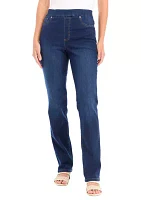 Women's Pull On Straight Leg Denim Jeans