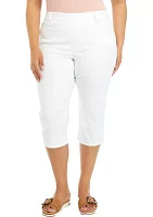 Plus Pull On Denim Capri Pants