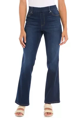 Petite Pull On Bootcut Denim Jeans