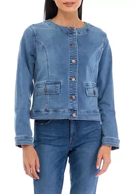 Petite Knit Denim Jacket