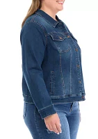 Plus Knit Denim Jacket