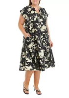 Plus Button Front Midi Dress