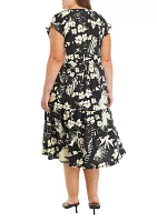 Plus Button Front Midi Dress