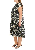 Plus Button Front Midi Dress