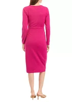 Women's Faux Wrap Midi Dress