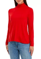 Women's Long Sleeve Solid Mock Neck Top