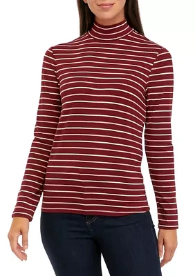 Women's Stripe Mock Neck Top