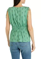 Petite Tie Shoulder Printed Tank Top