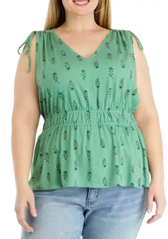 Plus Tie Shoulder Tank Top