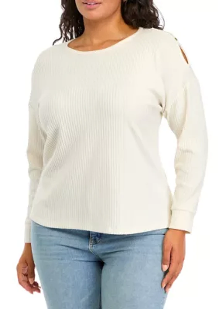 Plus Cold Shoulder Ribbed Top