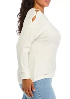 Plus Cold Shoulder Ribbed Top