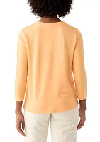 Women's 3/4 Sleeve Knot Front T-Shirt