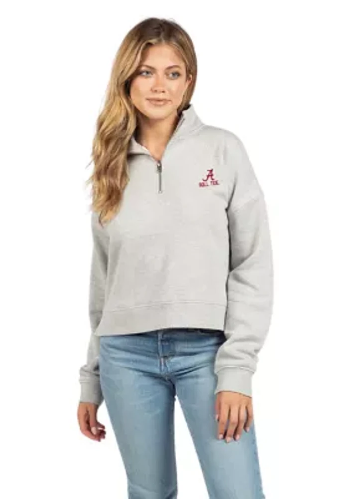 NCAA Alabama Crimson Tide Heather Gray Halftime 1/4 Zip Pullover