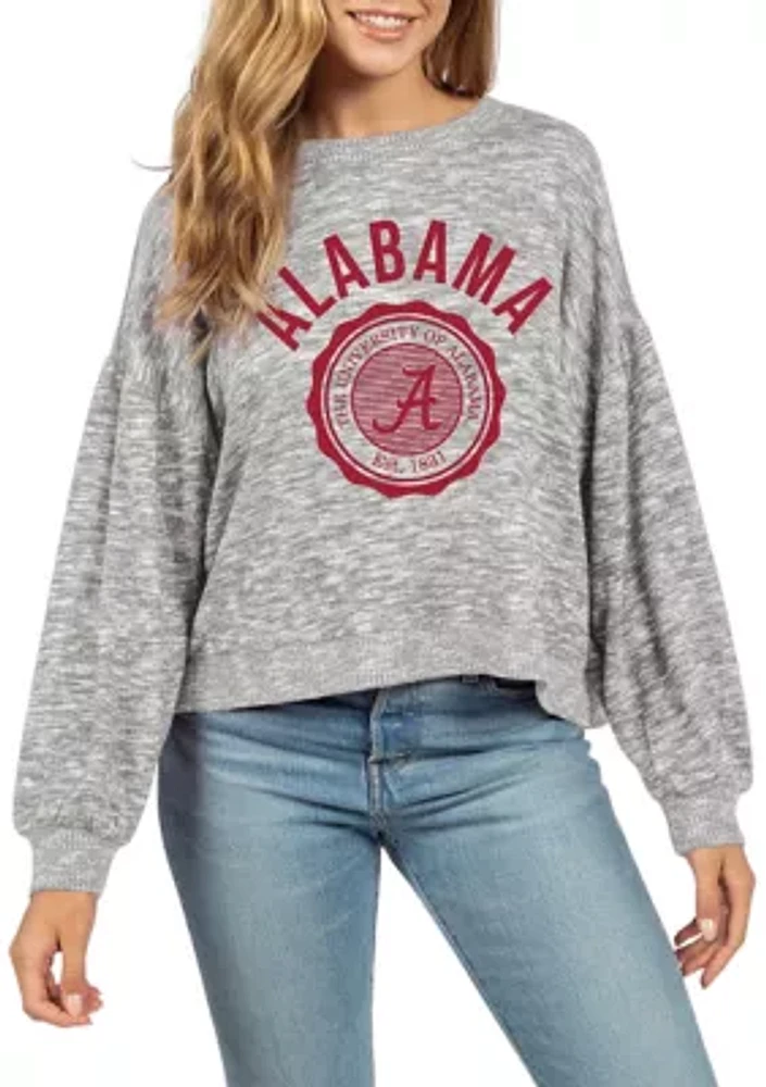 NCAA Alabama Crimson Tide Heather Gray Puff Sleeve Top