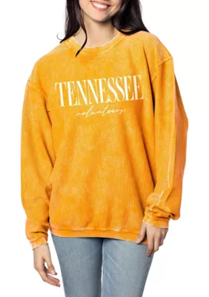 NCAA Tennessee Volunteers Light Orange Corded Crew Sweatshirt