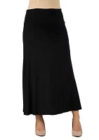 Womens Elastic Waist Solid Color Maternity Maxi Skirt