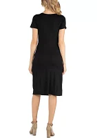 Faux Wrapover Maternity Dress with Cap Sleeves