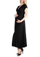 Cap Sleeve V Neck Maternity Maxi Dress