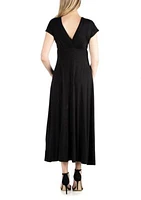 Cap Sleeve V Neck Maternity Maxi Dress