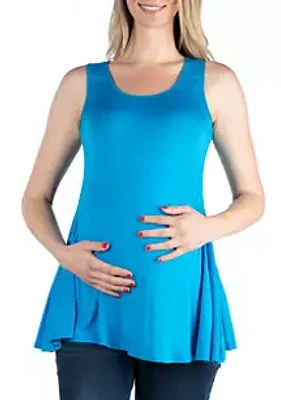 24seven Comfort Apparel Women's Maternity Sleeveless Tunic Tank Top