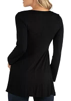 Maternity Long Sleeve Solid Color Swing Style Flared Tunic Top