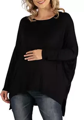 24seven Comfort Apparel Maternity Oversized Long Sleeve Dolman Top