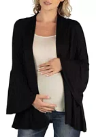 24seven Comfort Apparel Maternity Long Flared Sleeve Open Front  Cardigan