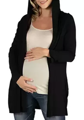 24seven Comfort Apparel Maternity Long Sleeve Pocket Hoodie  Cardigan