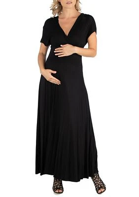 Cap Sleeve V Neck Maternity Maxi Dress