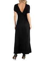 Cap Sleeve V Neck Maternity Maxi Dress