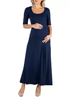 24seven Comfort Apparel Maternity  Casual Maxi Dress with Sleeves