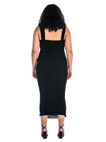 Plus Halter Cross Neck Ruched Bodycon Mid Dress