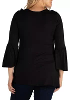 Plus Long Bell Sleeve Flared Tunic Top