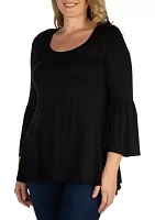 Plus Long Bell Sleeve Flared Tunic Top