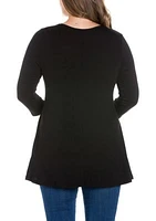 Plus 3/4 Sleeve V-Neck Tunic Top