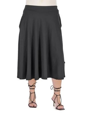 Elastic Waist Pleated Pocket Plus Midi Skirt