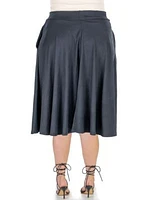 Elastic Waist Pleated Pocket Plus Midi Skirt