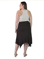 Plus Knee Length Elastic Waist Skirt