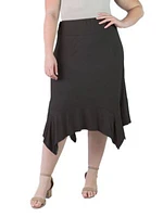 Plus Knee Length Elastic Waist Skirt