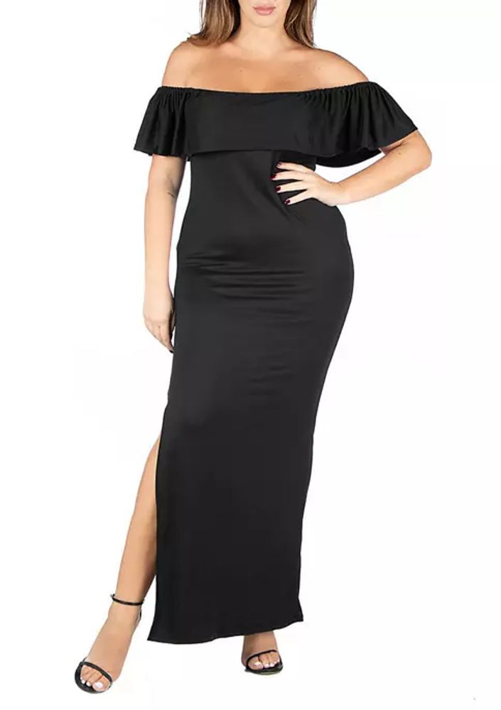 Belk Plus Ruffle Off The Shoulder Maxi Dress | The Summit